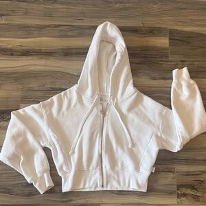 Gilly Hicks White Cropped Zip-Up Hoodie